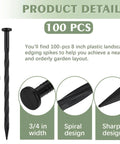 Heavy Duty Landscape Spikes 8 Inch Pack Of 100 for Weed Barrier and Paver Edging, showing spiral design and sharp end