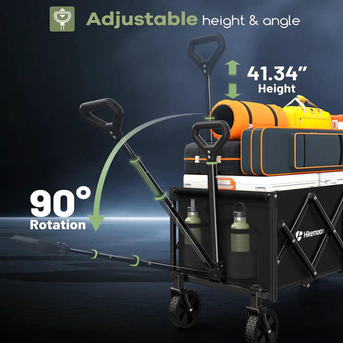 Extra Long 43 Inch Collapsible Wagon With Extended Tailgate 360 Pound Heavy Duty Utility Cart with adjustable handle