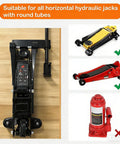 Heavy Duty Wall Mount Jack Stand Rack For Hydraulic Jacks, Garage Shop Must Have Tool Organizer, Trolley Jack Storage Brackets shown