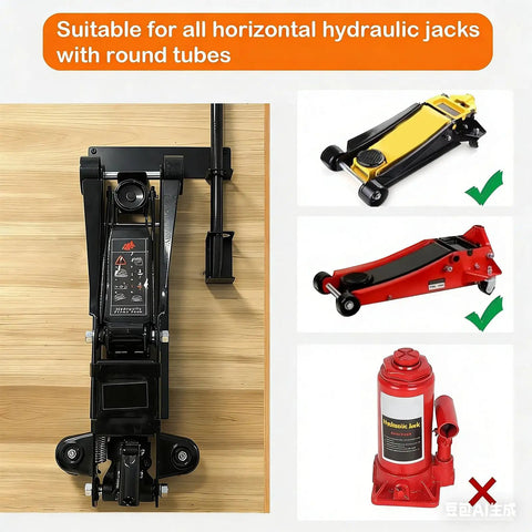 Heavy Duty Wall Mount Jack Stand Rack For Hydraulic Jacks, Garage Shop Must Have Tool Organizer, Trolley Jack Storage Brackets shown