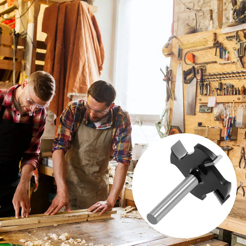 CNC Spoilboard Surfacing Router Bit With 1/4 Inch Shank, Extra Large 1-1/2 Inch Cutting Diameter For Slab Flattening in a workshop