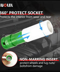 22mm Thin-Wall Wheel Protector Impact Socket with non-marring insert shown in vehicle engine bay, CR-MO steel, half-inch drive