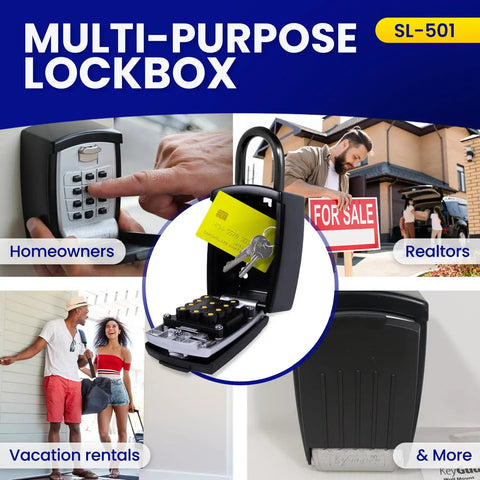 Outdoor Key Lock Box With Keypad Digital Push Button Combination Lock Portable Shackle Safe Box open with key inside