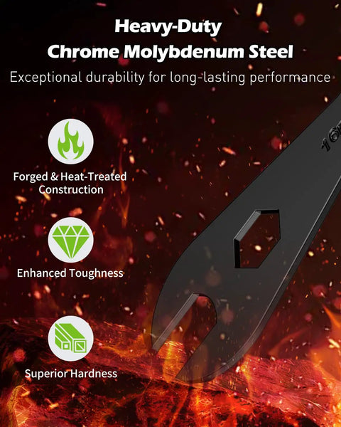 Five Piece Bike Cone Wrench Set 13, 14, 15, 16, 17 Mm Slim Open End Spanners, highlighting chrome molybdenum steel durability