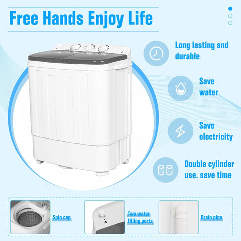 Game Changing Portable Washer And Dryer Combo Featuring An 18 Pound Twin Tub Setup Built To Crush Daily Dirt In Small Spaces Like Dorm Rooms Rvs And Trailers While Rolling Out Silver Ion Freshness With Zero Sweat, showcasing a compact design.