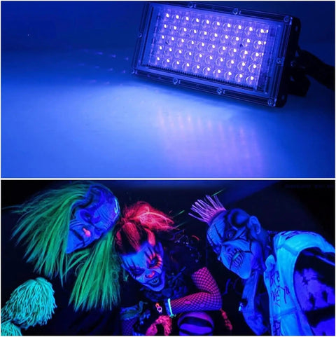 JUDYSSY Security Lights Outdoor Led Uv Black Light, Blacklight Flood Light Wit, showcasing party lighting effect with vibrant colors.