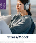 Woman relaxing with headphones, promoting 5mg Lithium Orotate With TMG And B12 Methylcobalamin For Mood Support And Brain Health