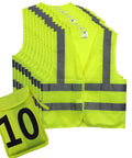 10 Pack XL Yellow High Visibility Reflective Safety Vests Class 2 For Traffic Construction Industrial Jobs Surveying Cycling Running Roadside Emergencies Hi Vis Gear stacked