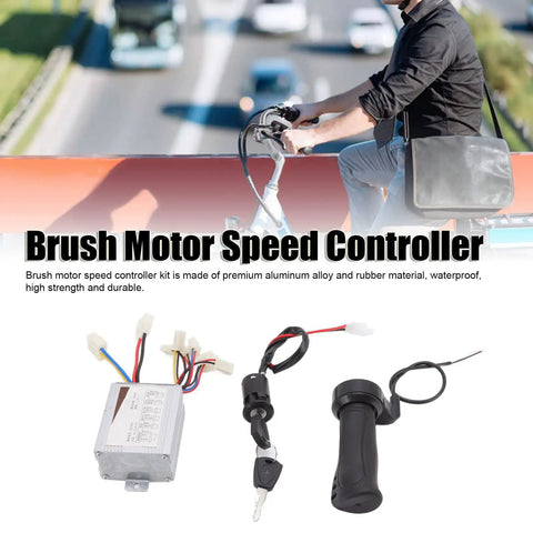 36V 500W Motor Controller With Throttle Grip For Electric Scooters, Tricycles, And Bikes in use by cyclist on bridge