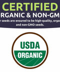 Label showing USDA Organic certification for Herb Seed Variety Pack With 10 Culinary Seeds For Indoor And Outdoor Gardens Non GMO And Certified Organic Basil Cilantro Dill Thyme Parsley And More Cookin Flavor Ready For Your Kitchen.