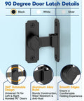 Built Tough Aluminum Pocket Door Lock With 90 Degree Flip Latch for barn doors, shown with black finish and 360° rotation feature.