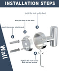 Installation steps for Two Pack Polished Chrome Wall Mount Towel Hooks For Bathroom Kitchen Garage Heavy Duty 304 Stainless Steel Coat Robe Hanger Cabinet Closet Door Hook Rack For Hotel Pool