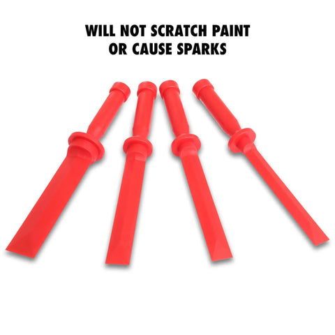 4 Piece Plastic Scraper Set For Trim Gaskets And Wheel Weight Removal Non Marring Pry Bars With Chisel Like Edges
