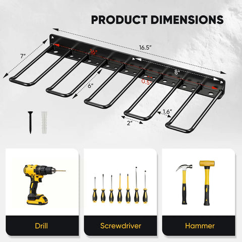 Power Tool Organizer Wall Mount Drill Holder Heavy Duty Garage Storage Rack dimensions with drill, screwdriver, hammer usage