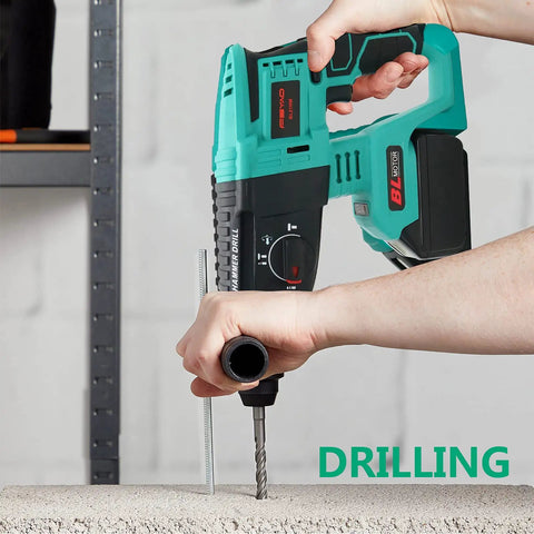 18V SDS Plus Brushless Cordless Rotary Hammer Drill With 3 Modes For Concrete And Stone Hammering Chiseling And Drilling