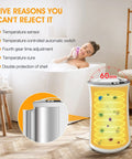 Large Towel Warmer For Bathroom With 4 Heating Modes Auto Shut Off and spa features beside a bathtub with a relaxing woman