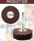 2 Pack 150 Grit Nylon Abrasive Flap Wheel With One Quarter Inch Shank side view showing 3.15in diameter and length measurements