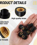 Heavy Duty Rubber Well Nuts With Solid Brass Sleeve Inserts, 1/4 20 X 3/4 Inch Length, 40 Pack in hand, showing rubber cover and brass insert.