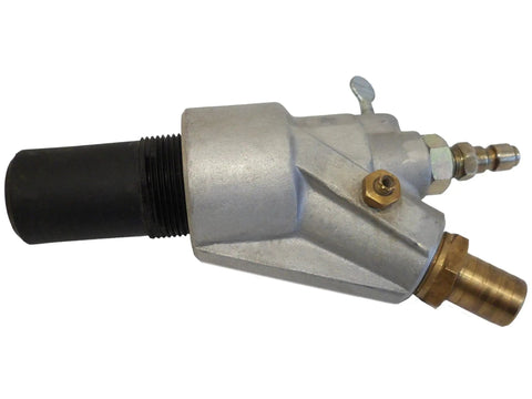 Heavy Duty Sand Blasting Kit For 5500 PSI Pressure Washers With 0 Degree 1 Quarter Inch Carbide And Stainless 4.0 NPT MEG Nozzle Steel Head Low Dust Water Assisted Abrasive Blaster Attachment. Close-up view of the steel nozzle head.
