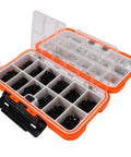 Universal RC Screws Set 537 Piece Hardware Kit For 1/8 1/10 1/12 1/16 Scale Cars Trucks Buggies And Crawlers With Durable Storage Box And Wide Compatibility For HPI Axial And More, open organizer box with black RC screws