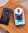 Tiny Car Key Sized LCD Digital Balance Scale Dope Pocket Gram Scale for Jewelry with silver weight on wooden box