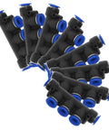 Upkoch 12mm Push Connect Pneumatic Fittings Kit For Food Processing, High Precision Plastic Air Hose Adapters With Wide Temp Range And Stable Flow, black and blue