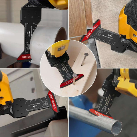 AMZWEI 10-pack bi-metal oscillating tool blades with curved edge for metal/wood/plastic; universal fit.