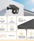 2 Pack Solar Powered Security Cameras Wireless Outdoor 2K WiFi Cameras With AI Motion Detection Color Night Vision IP65 Waterproof Cloud And Local SD Card Storage For Home Surveillance Easy No Fuss Setup, showing features like color night vision and solar power.