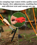 Two Pack High Strength Pulley Camping Ropes With Adjustable Windproof Ratchet Straps for quick tent and canopy setup