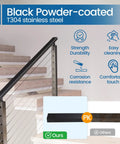 Black Stainless Steel Cable Railing Handrail Built Tough 6 Ft 6 In Rectangular Top Rail For Cable Railing System Indoor Outdoor