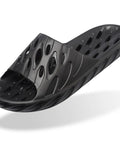 Drainage Holes Shower Slippers With Quick Drying Sole For Men And Women Open Toe Bath Shoes Soft Cushioned Footbed Ultra Comfy For Home Gym Pool And Spa Black 44.45