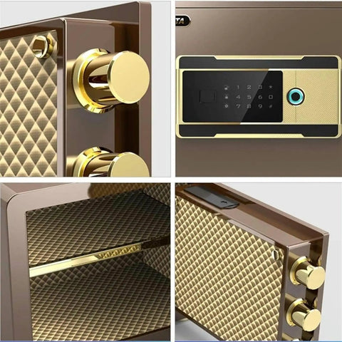 Black Electronic Safe With Fingerprint Lock For Home, Office, And Wall Mount Cabinets, Hidden Safe Box close-up with door details