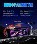 11.1V 3S 2200mAh 50C LiPo Battery Pack With T Plug For FPV Drones Quadcopters RC Airplanes JST XHR Charge Plug details