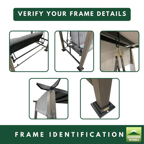Frame identification guide for Reinforced RipLock 350 Replacement Canopy Top For Boulder Bridge Sandpointe Swing Models