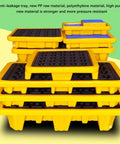 Stacked oil spill containment trays for warehouses, modular polyethylene pallet with drain, leakproof anti-slip platform