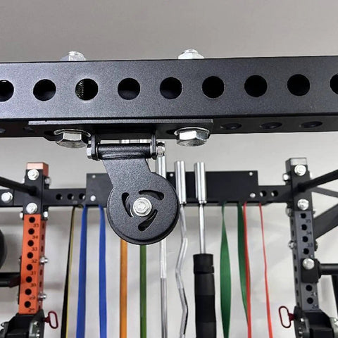 Heavy Duty Gym Cable Pulley With Detachable Rotation And Quiet Swivel Durable Fitness Pulley Attachment on gym frame