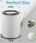 2 Pack VF4000 Wet Dry Vacuum Filter Replacement showing dimensions and pleated design for 5 to 20 gallon vacuums