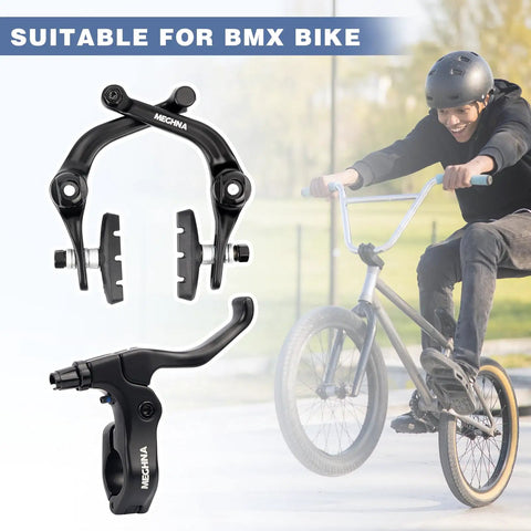 U Brake Rear Set for BMX Bike with Aluminum Alloy Right Lever Cables, Brake Pads, BMX Rider Performing Freestyle Trick