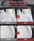 Before and after results of White Leather Recoloring Balm Kit For Tesla Interiors Dope 8-Piece Leather Scratch And Color Restorer