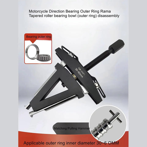Pro Level Motorcycle Steering Column Race Puller Tapered Bearing Complete Disassembly Kit Heavy Duty Metal Hand Tool 30-60mm