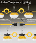 Heavy Duty 120Ft LED Construction String Lights With 12 Waterproof Bulbs, Linkable Up To 8 Sets, industrial hooks for jobsite use