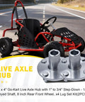 Go Kart Live Axle Hub 4x4 With One Inch To Three Quarter Inch Step Down One Quarter Inch Keyed Shaft with 8in Wheels, Two Pack