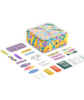Welly first aid kit in a yellow emoji-patterned case with 130-count assorted bandages, ointments and wipes.