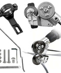 Electric Drill Plate Cutter Attachment For Sheet Metal Nibbling And Plate Cutting Pro Grade Heavy Duty Metal Nibbler Drill Tool shown with accessories and mounting components.