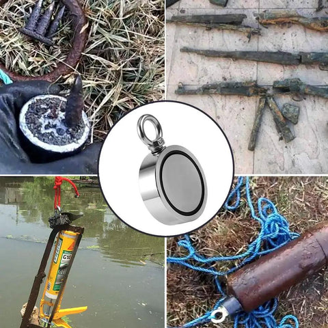 Double Sided Neodymium Magnet Fishing Kit With 1000Lbs Combined Strength retrieving objects from river and fields