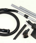 Professional Grade Heavy Duty Canister Vacuum With Smooth Suction Power And Dead Silent Motor Featuring Certified HEPA Filters Plus Zero Fuss Cord Swap For Easy Daily Cleanup accessories including black hose and silver rods.