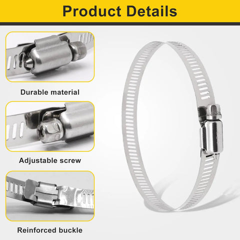 Stainless Steel Pole Mount Bracket Kit With Hardware And Adjustable Clamp showing durable material, adjustable screw, reinforced buckle.