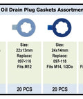 Image of 120Pcs 6 Size Oil Drain Plug Gasket Set For M12 M14 Engines Compatible With Ford GM Mazda Mercury Lincoln Hummer Isuzu And More