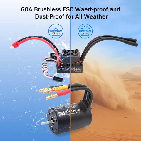 Beefy 1/10 RC Brushless Motor ESC Combo Waterproof 5700KV M3650 Brushless Motor With 60A ESC suitable for off-road RC cars