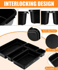 Interlocking black plastic bins with anti-slip design from 100 Pack Toolbox Organizer Trays And Drawer Dividers Set In 5 Sizes